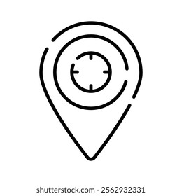 A location pin with a target, symbolizing pinpoint accuracy