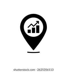 Location Pin with Upward Chart Inside Representing Growth and Success