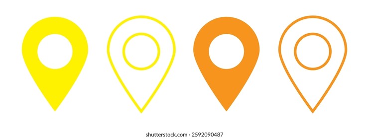 Location Pin Vector, GPS, Map Position Marker, Flat design and Outline elements, Red, Black (Editable)