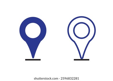 Location Pin Vector, GPS, Map Position Marker, Flat design and Outline elements, Red, Black (Editable)