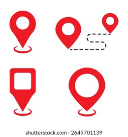 Location Pin Vector, GPS, Map Position Marker, Flat design and Outline elements, Red, Black