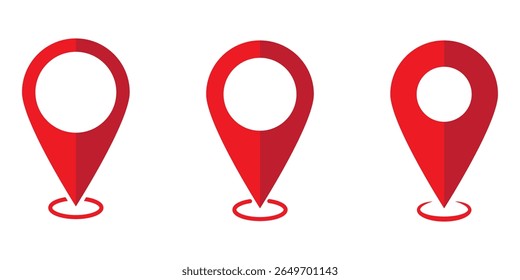 Location Pin Vector, GPS, Map Position Marker, Flat design and Outline elements, Red, Black