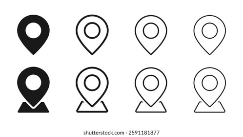 Location pin vector icon designs set. Location pin signs. Map pin icon