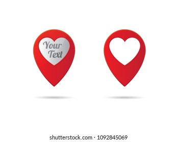 Location pin vector icon with heart icon