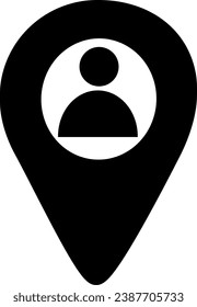Location Pin vector icon. Map marker with silhouette of a person, map pin icon, GPS location symbol. Replaceable vector design.