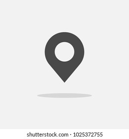 location pin vector icon for mapping and satellite reallocation with shadow