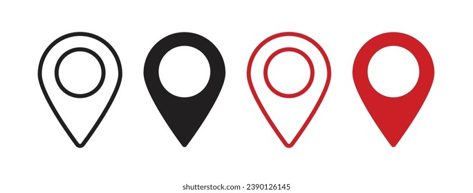 Location pin vector icon set. position vector symbol. Gps pin line icon. Place map navigation pointer pin vector symbol for mobile apps and website UI designs.