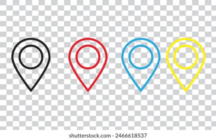  Conjunto de iconos del Vector del pasador de Locación. sitúe el Vector. Icono de línea Gps pin. Lugar mapa de navegación puntero pin símbolo de Vector para App móviles y diseños de interfaz de usuario de Sitio web