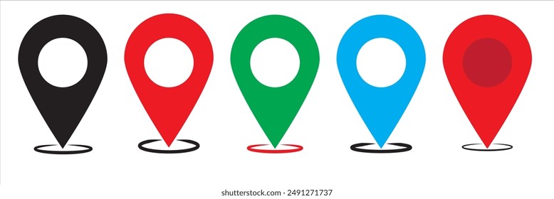 Location pin vector icon set. GPS pin line icon.