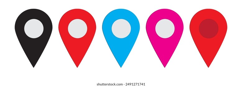 Location pin vector icon set. GPS pin line icon.