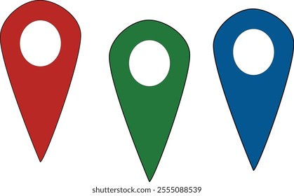 Location pin vector icon set. GPS pin line icon.