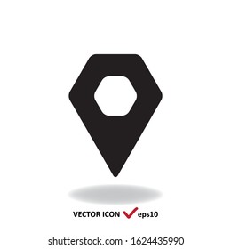 Location pin vector icon, simple flat design