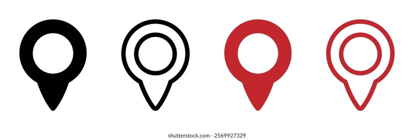 Location pin vector  icon symbols isolated on transparent background. Map flat vector icon designs