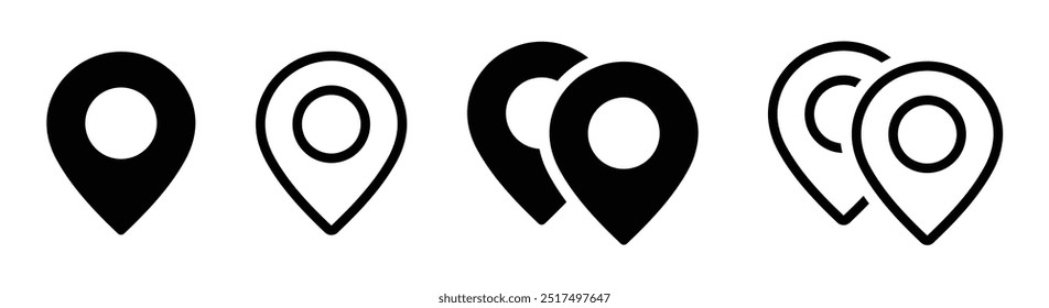 Definição de ícones de vetor de pin de localização. Conceitos de design de ícone de vetor de pino de localização na moda
