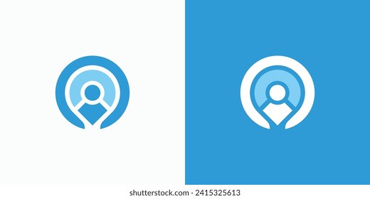 Diseño del logotipo vectorial del pin de ubicación con personas dentro.