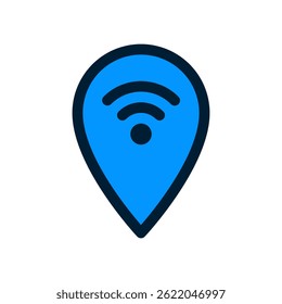 Vetor de pino de localização para navegação e posicionamento geográfico. Ilustração do marcador do mapa. GPS e conceito de viagem para assistência direcional. Ícone Linha Preenchida