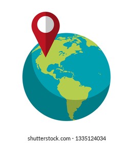 location pin in world globe