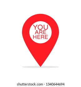 Location Pin YOU ARE HERE Text GPS Pointer Travel Button Marker Illustration Symbol