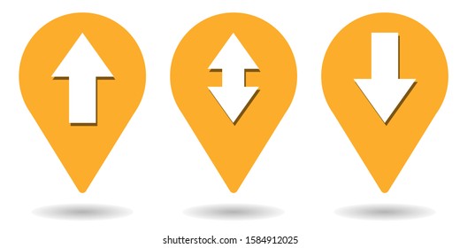 Location pins for arrow up, arrow down and bidirectional arrow