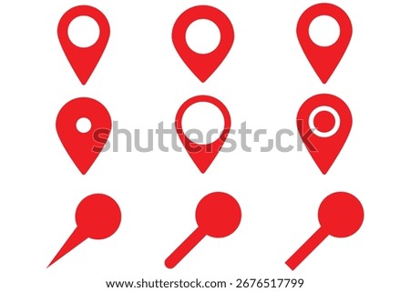 Location pins in black and red colors Set of location pin icon vector. location vector icon set. point illustration sign collection. position symbol. place logo. red pin isolated. map pin location 
