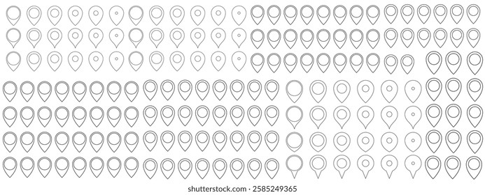 Location Pins collection. Set of Map Pins different shape and design. Tags symbol. Red and Black Pointers gps, isolated on white background. Pin vector icons. Vector illustration