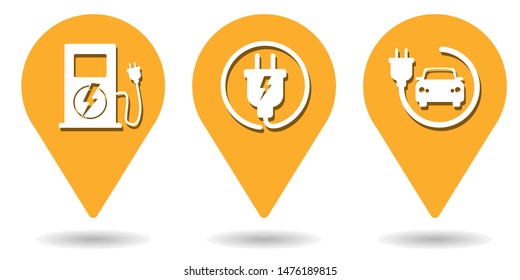 Location pins for electric car charging