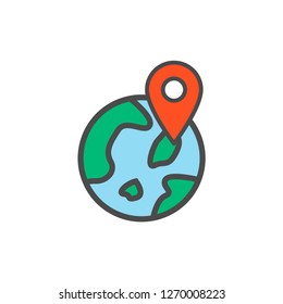 Location pins flat vector icon sign symbol