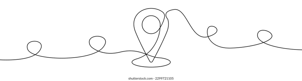 Location pins, geotag sign line continuous drawing vector. One line Location pins, geotag vector background. Location pin, geotag icon. Continuous outline of Location pin, geotag. Linear Locations pin