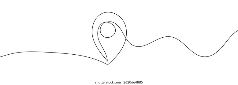 Location pins, geotag sign line continuous drawing vector. One line Location pins, geotag vector background. Location pin, geotag icon. Continuous outline of Location pin, geotag. Linear Locations pin