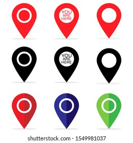 Location Pins Icon Set GPS Pointer Travel Button Marker Illustration Symbol
