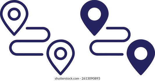 Location pins, map markers, black and white icons, minimalist design, geometric shapes, navigation symbols, cartography elements, simple illustration, vector graphic