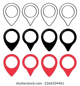 Location Pins Set in drei Stilen Vectorart