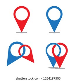 Location pins set. Vector symbols isolated on white. Easy to edit icons collection.