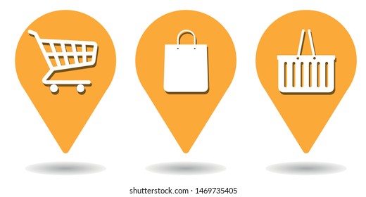 Location pins for shopping icons