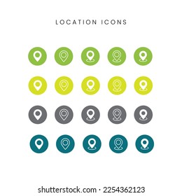 Location pins vector set. Modern vector icon design template