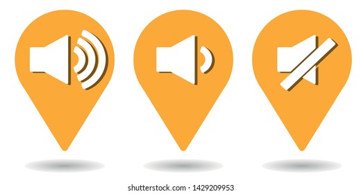 Location pins for volume up, down and mute