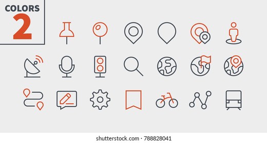 Location Pixel Perfect Well-crafted Vector Thin Line Icons 48x48 Ready for 24x24 Grid for Web Graphics and Apps with Editable Stroke. Simple Minimal Pictogram Part 1