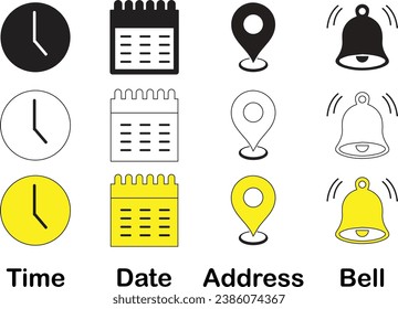 Location place, date reminder. Vector art set