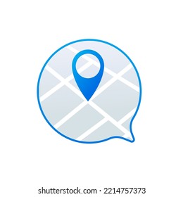 The location of the place in the message bubble. Vector illustration