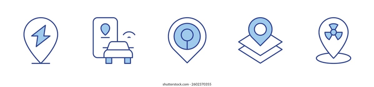 location, placeholder, location pin. Location Icon vector illustration. Line Duotone style. Editable stroke.