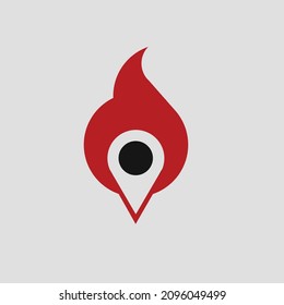 location point and fire combination logo