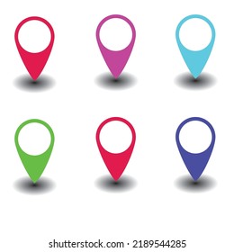 Location point. Flat design vector illustration. Multicolour icons. Red, Green signs. 