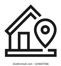Location point, house icon. Line style