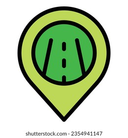Location point icon outline vector. Gps map. Earth pointer color flat