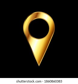 Location point icon. Vector map location point icon in gold color. GPS location vector icon. Vector illustration.