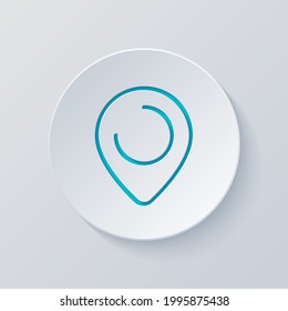 Location point, map marker, simple pin icon. Cut circle with gray and blue layers. Paper style
