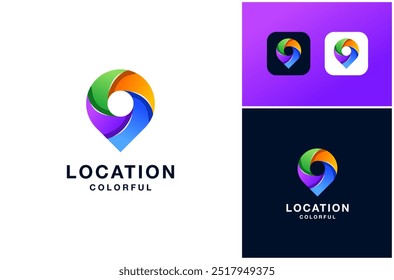 Localisation Point Pin Map Navigation Position GPS Place Gradient coloré Image vectorielle moderne Logo Design Illustration