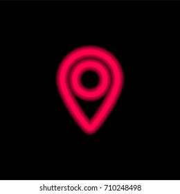 Location point red glowing neon ui ux icon. Glowing sign logo vector