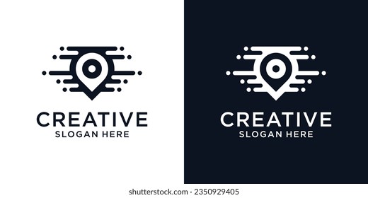 Location point technology logo design template