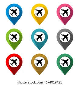 Location Point Vector Set - airport Illustration Design. Vector EPS 10.